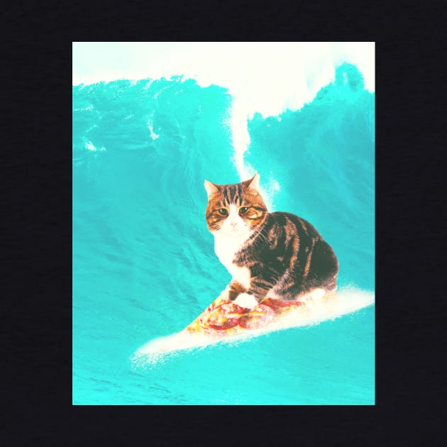 Kitty Cat Surfing Pizza by Random Galaxy